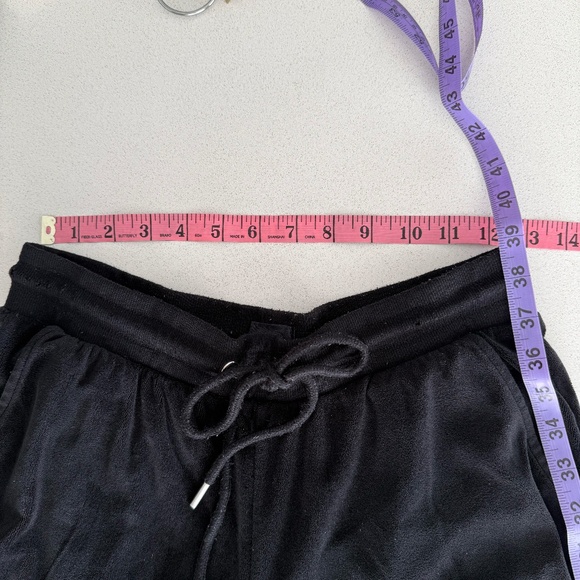Black Velour Material Drawstring Sweatpants/Joggers - Picture 5 of 5